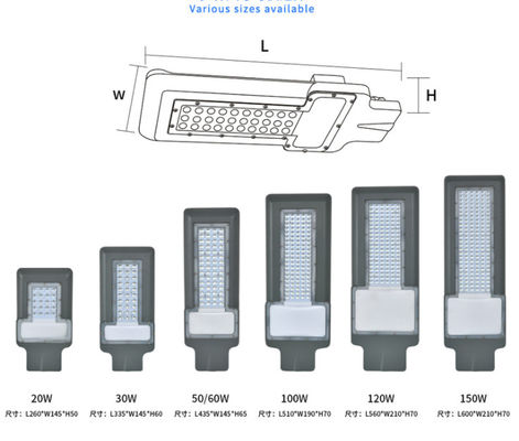 Luces de calle llevadas al aire libre de AC85V IP65 50W 100W 80lm/W